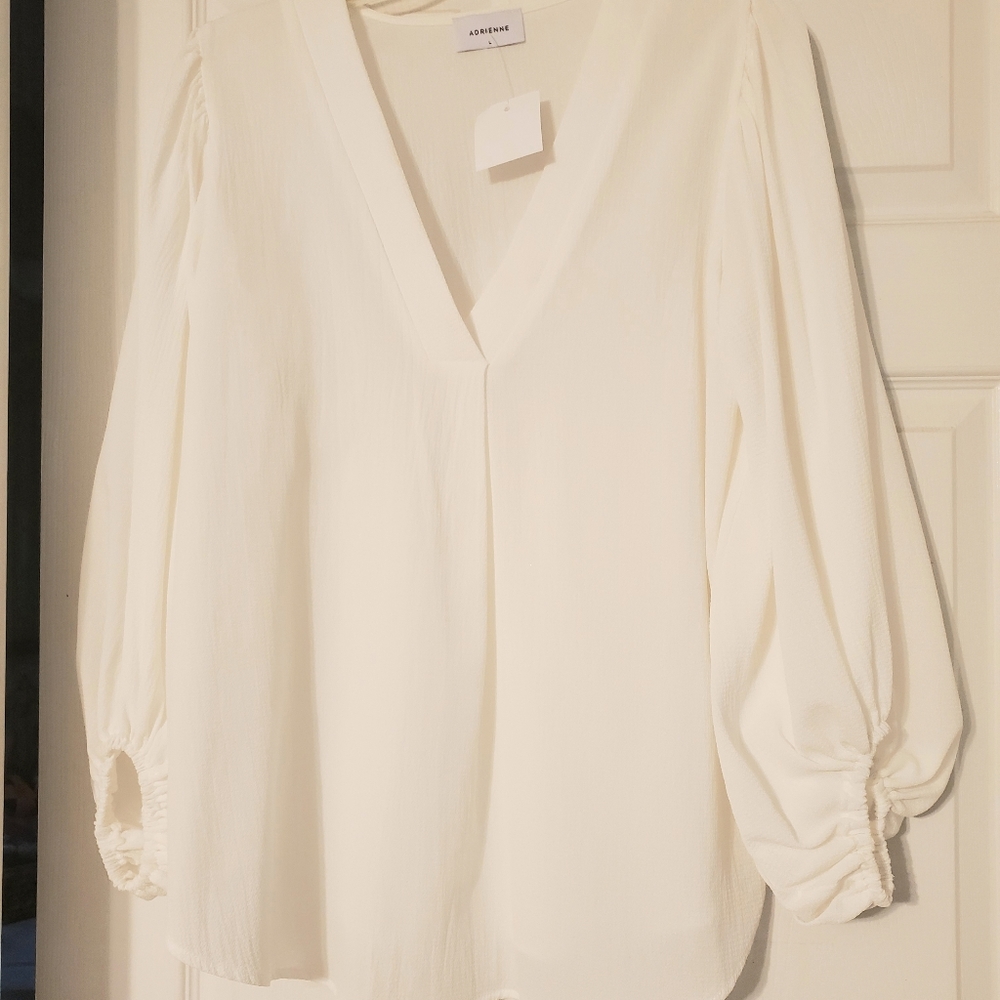 White Adrienne blouse sz L NWT